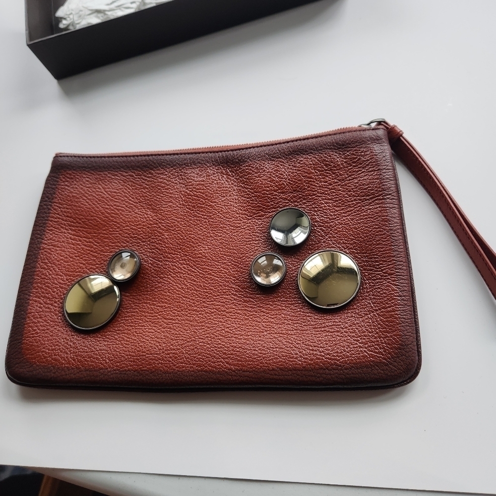 Bottega Veneta Embellished Leather Wristlet Brown in EUC,  original box